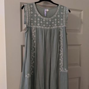 Sweet sage green embroidered shift dress - pretty!